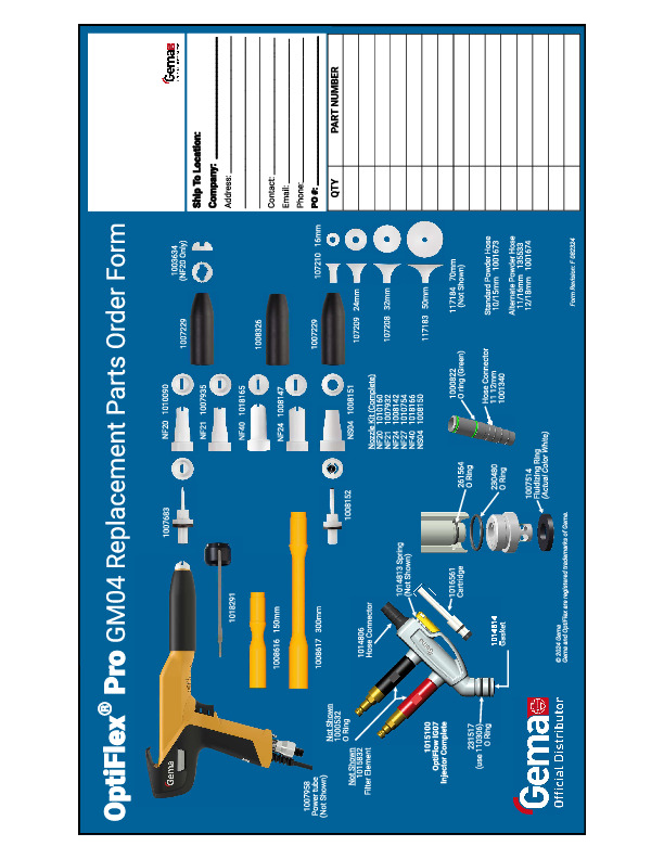 Gema GA04 Parts Sheet