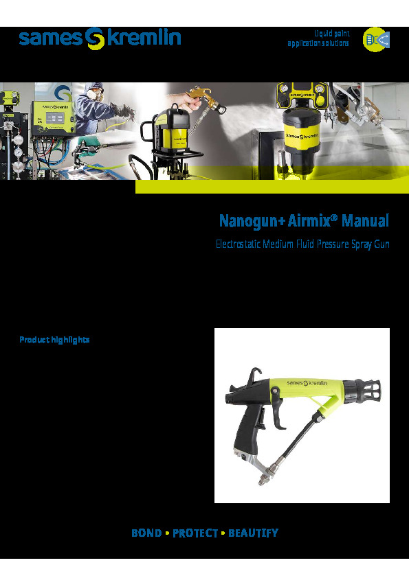 Nanogun+ Airmix® Manual Electrostatic Medium Fluid Pressure Spray Gun