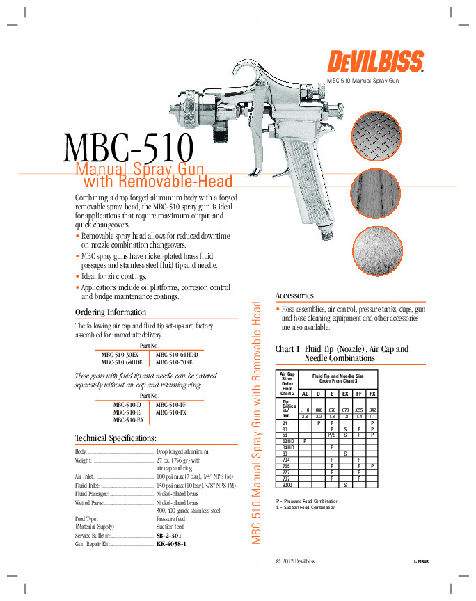 DeVilbiss - Manual - MBC-510 Manual Spray Gun With Removable-Head Flyer