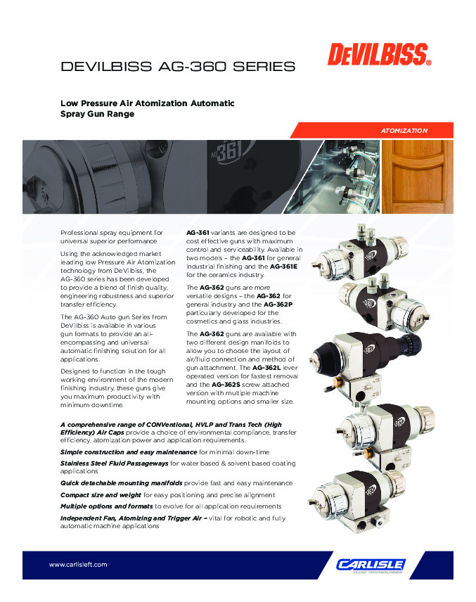 DEVILBISS - Automatic - AG-360 Series Brochure