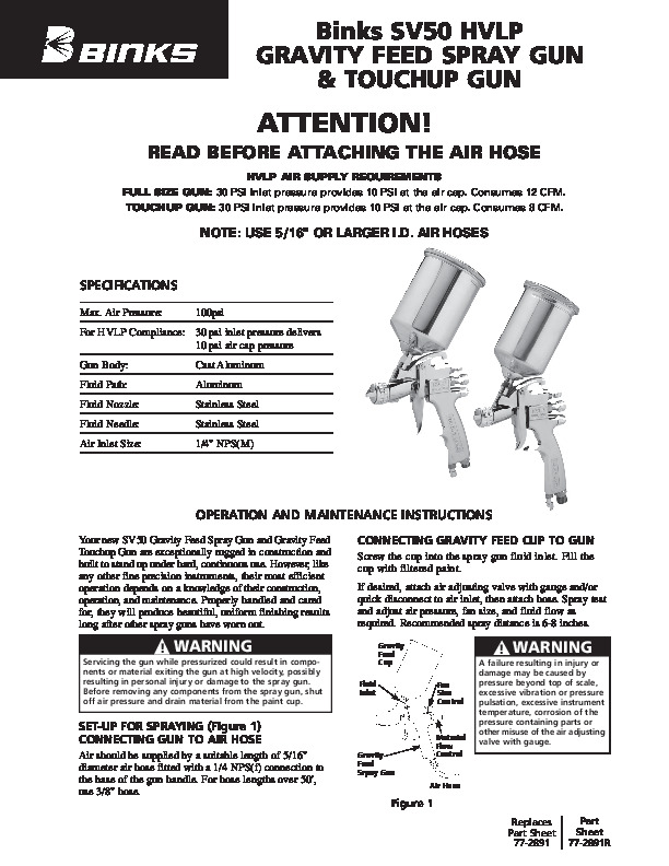 Binks - Manual - SprayVantage Pro Series - Model SV50