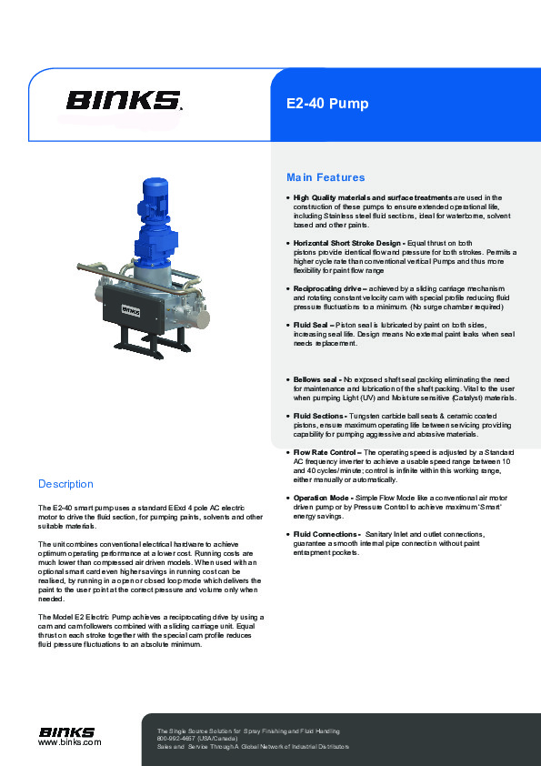 Binks Smart E2-40 Pump Brochure