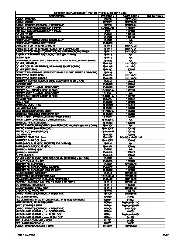 EFC 607 Cross Reference