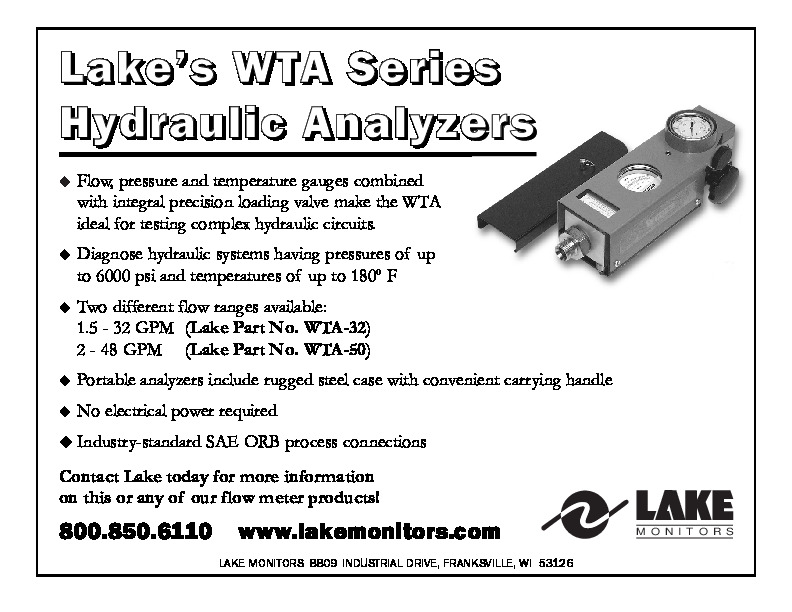 Hydralic Analizer Data Sheet