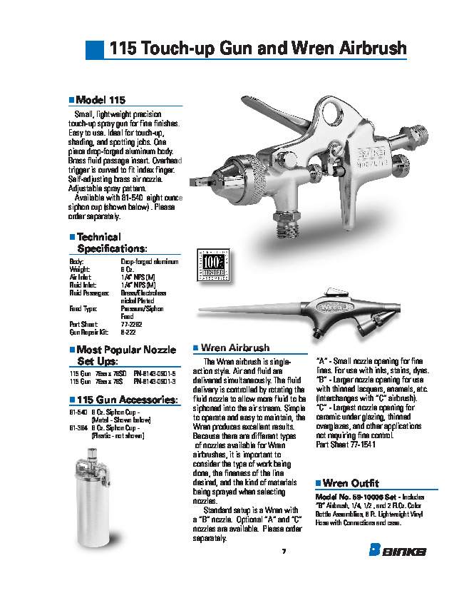 Binks Model Wren Airbrush