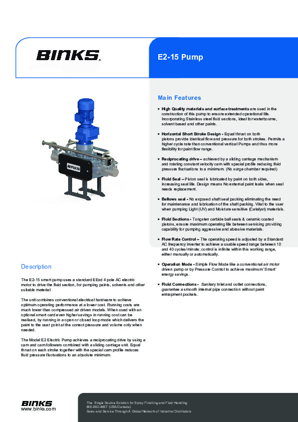 Binks Smart E2-15 Pump Brochure