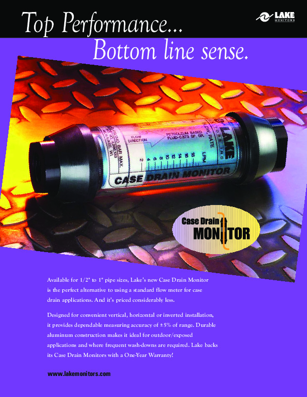 Case Drain Monitor Data Flow Meters Inline Data Sheet