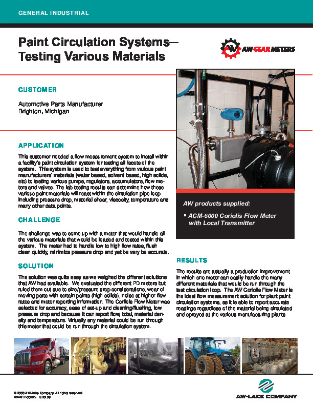 Paint Circulation Systems Testing Various Materials