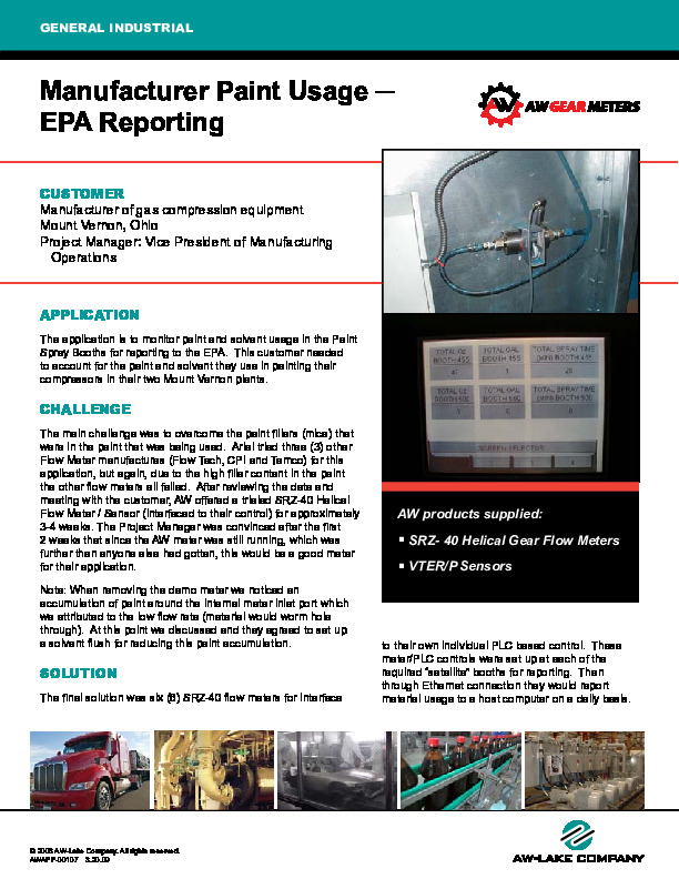 Manufacturer Paint Usage - EPA Reporting