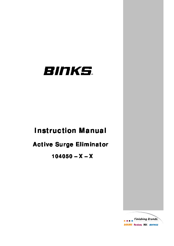 Binks - Active Surge Chamber BPR Manual