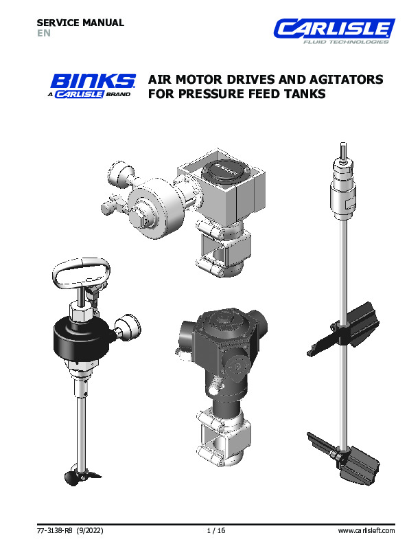 AIR MOTOR DRIVES AND AGITATORS  FOR PRESSURE FEED TANKS