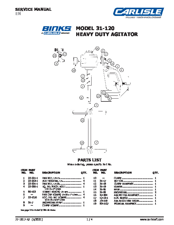 MODEL 31-120  HEAVY DUTY AGITATOR