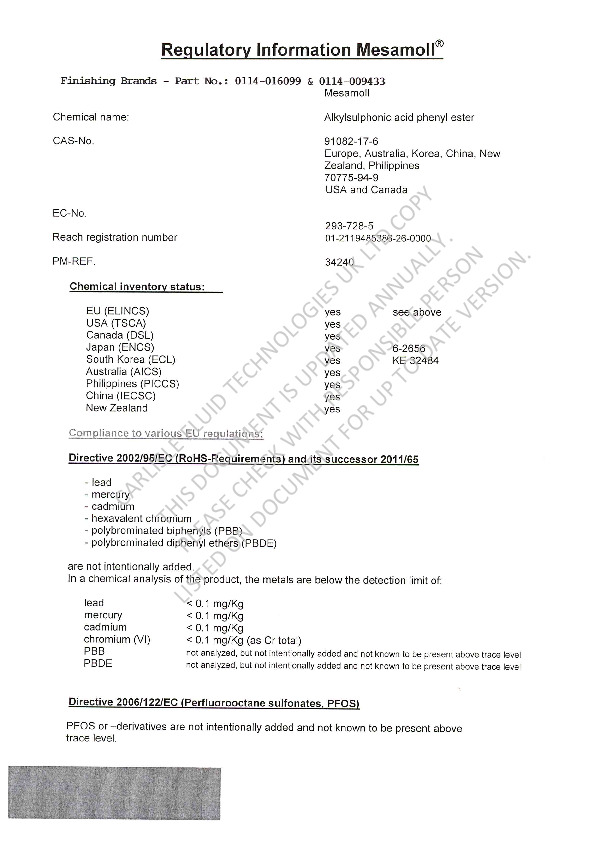 Regulatory Information SDS-32