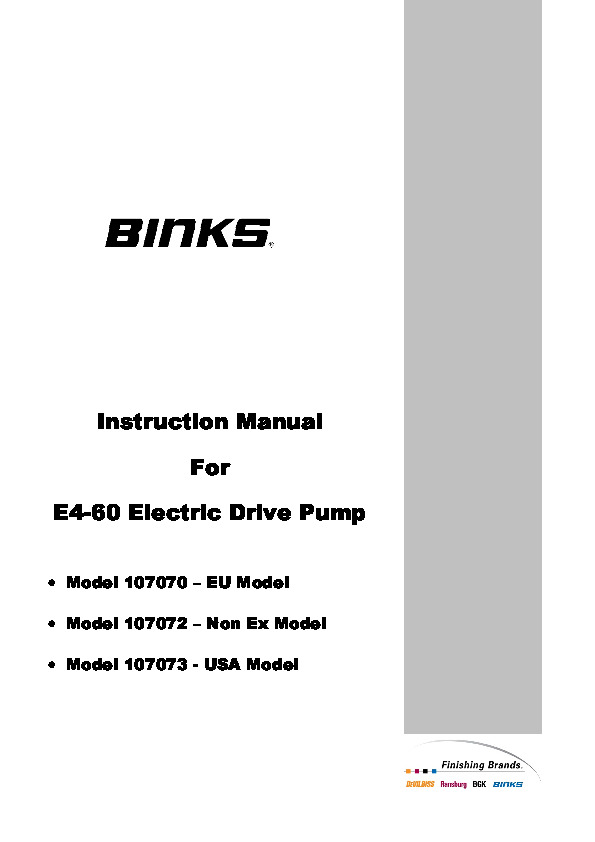 Binks - Smart E4-60 107070 Pump Manual R3.4