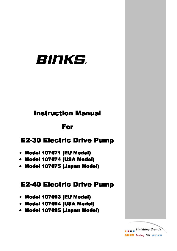 Binks - Smart E2-30  E2-40 107071 - 107093 Pump Manual