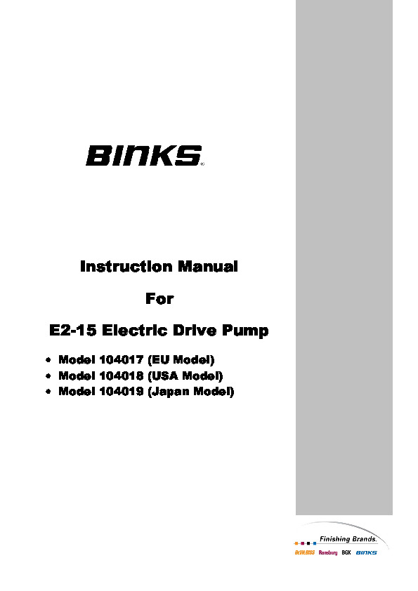 Binks - Smart E2-15 104018 Pump Manual R2.3