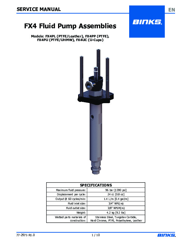 FX4 Fluid Pump Assy Service 77-2971-R1.0