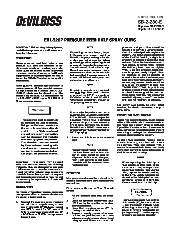 EXL-520P PRESSURE FEED HVLP SPRAY GUNS