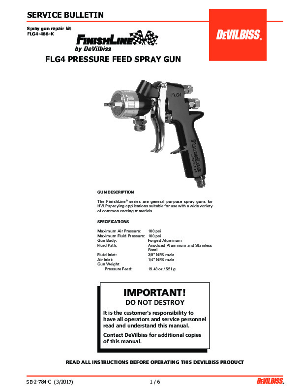 FLG4 PRESSURE FEED SPRAY GUN