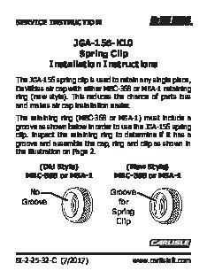 JGA-156-K10
Spring Clip
Installation Instructions