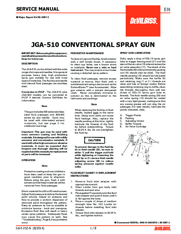 JGA-510 CONVENTIONAL SPRAY GUN