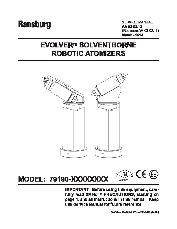 Evolver Solvent Robot Applicator (Serv. Man. AA-03-02.12)