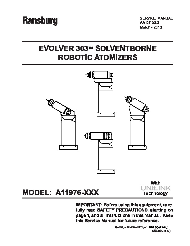 Evolver 303 Solvent Applicator (Serv. Man. AA-07-03.2)