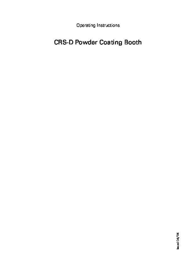 Gema CRS-D Powder Coating Booth Operating Instructions