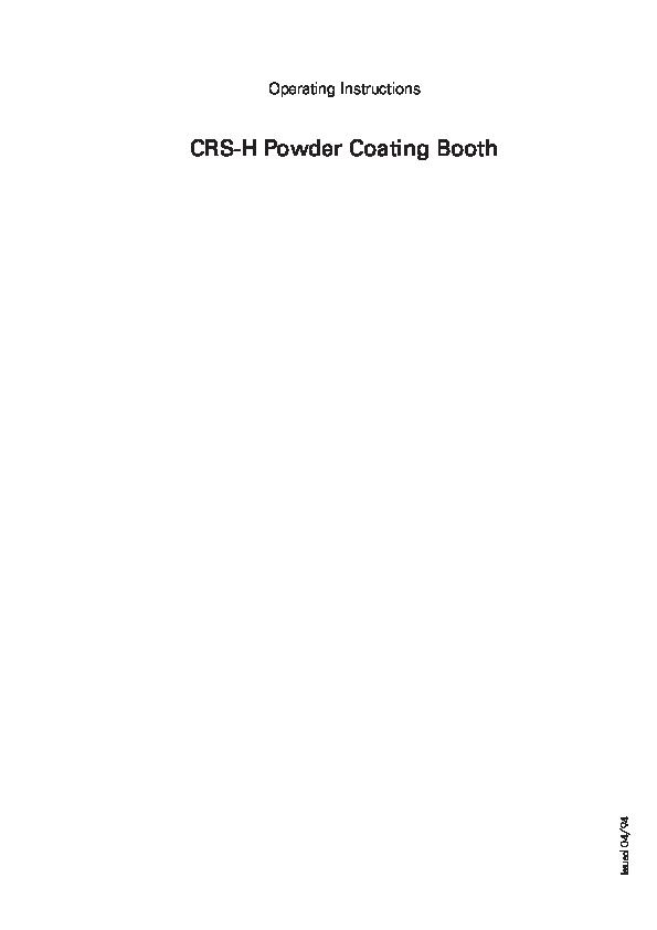 Gema CRS-H Powder Coating Booth Operating Instructions