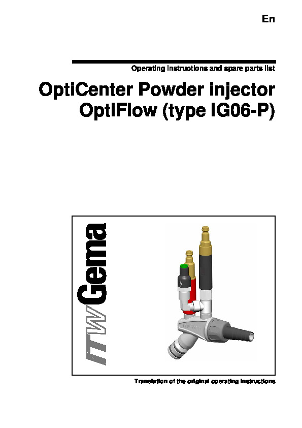 OptiCenter Powder Injector OptiFlow-IG06-P