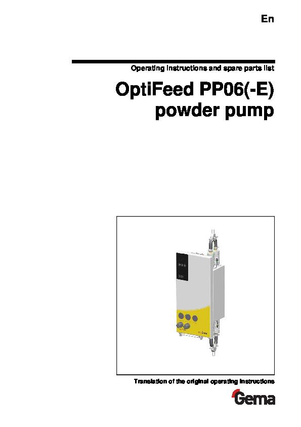 GEMA OptiFeed Powder Pump (PP06) Service Manual