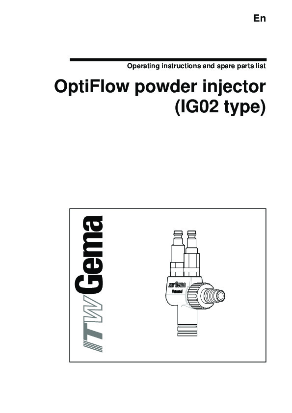 Gema OPTIFLOW 1 PUMP IG02 OP MANUAL