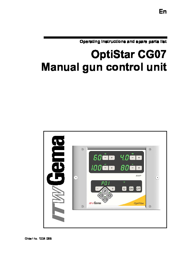 Gema OPTISTAR CG OP MANUAL