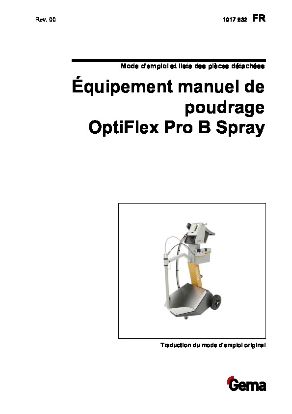 OptiFlex Pro B Mode d'emploi et liste des pièces détachées