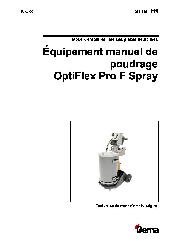 Équipement manuel de poudrage OptiFlex Pro F Spray