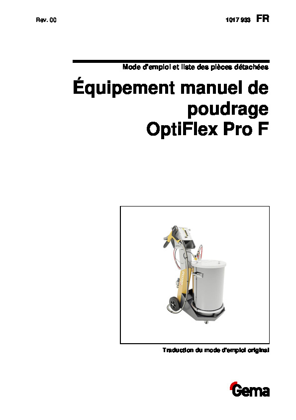 Équipement manuel de poudrage OptiFlex Pro F