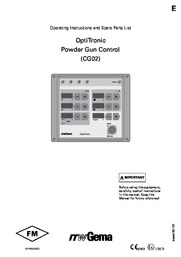 OptiTronic CG02 Op Manual 09.03