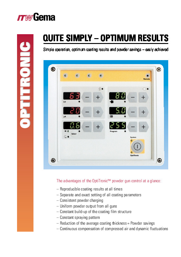 OptiTronic Sales Sheet