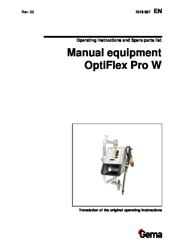 OptiFlex Pro W Operating instructions and Spare parts list