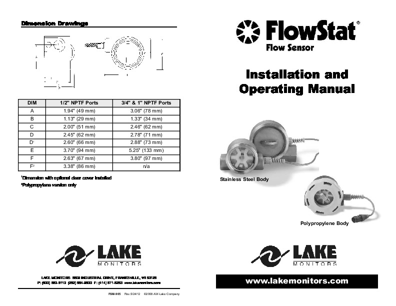 Flow Stat Manual  LFSM-905