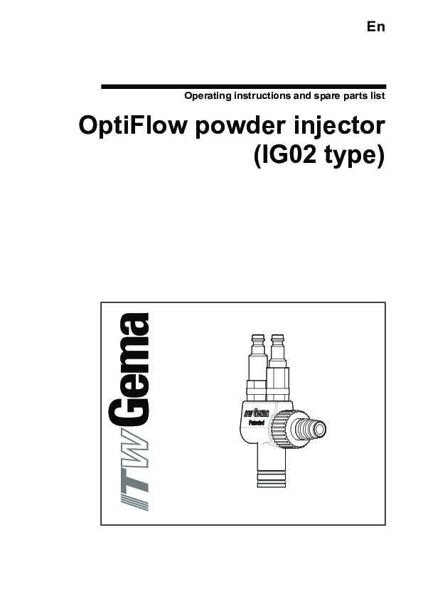 OptiFlow. IG02. Powder Injector Op Manual 12.06