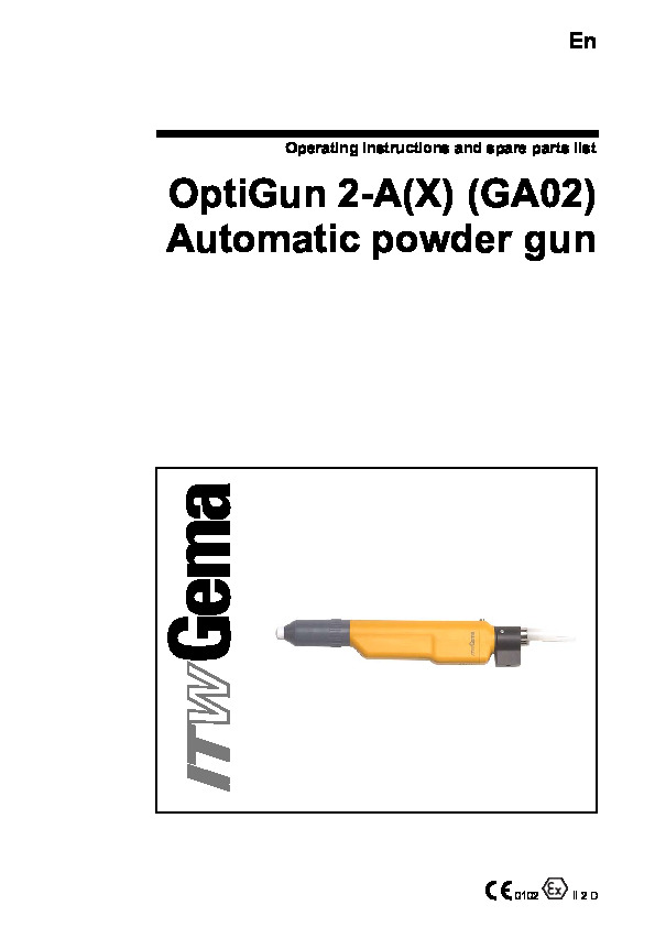 OptiGun GA02 Automatic Powder Gun Op Manual 10.04