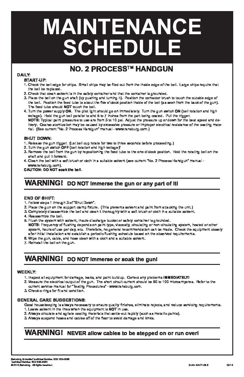 No. 2 Maintenance Schedule 