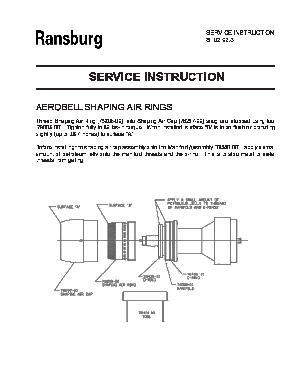 Aerobell Shaping Air Rings  Service Manual