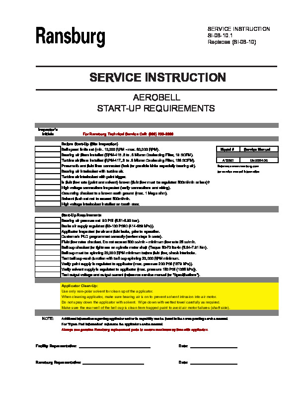 Aerobell Start-Up Service Manual