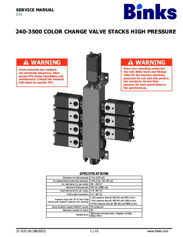 Binks Ransburg HP CCV Valve Stack