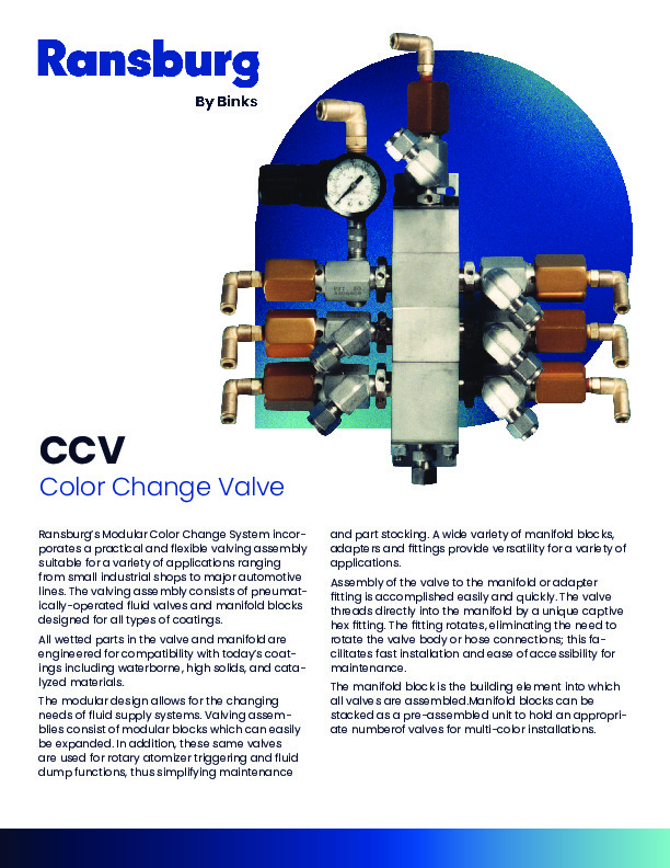 Binks Ransburg Colour Change Valve Stack