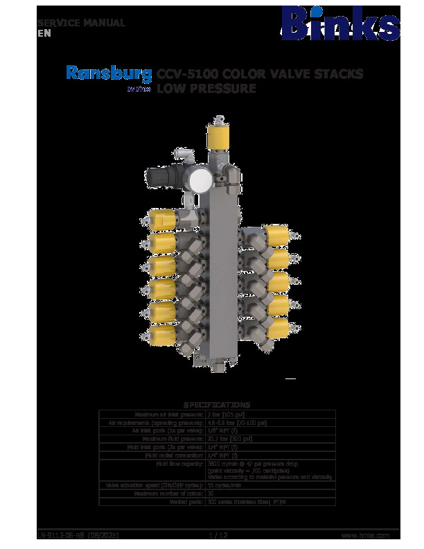 Binks Ransburg  CCV-5100 Colour Valve Stacks LP