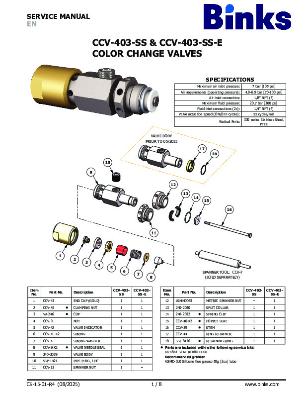 CCV-403-SS Color Change Valve
