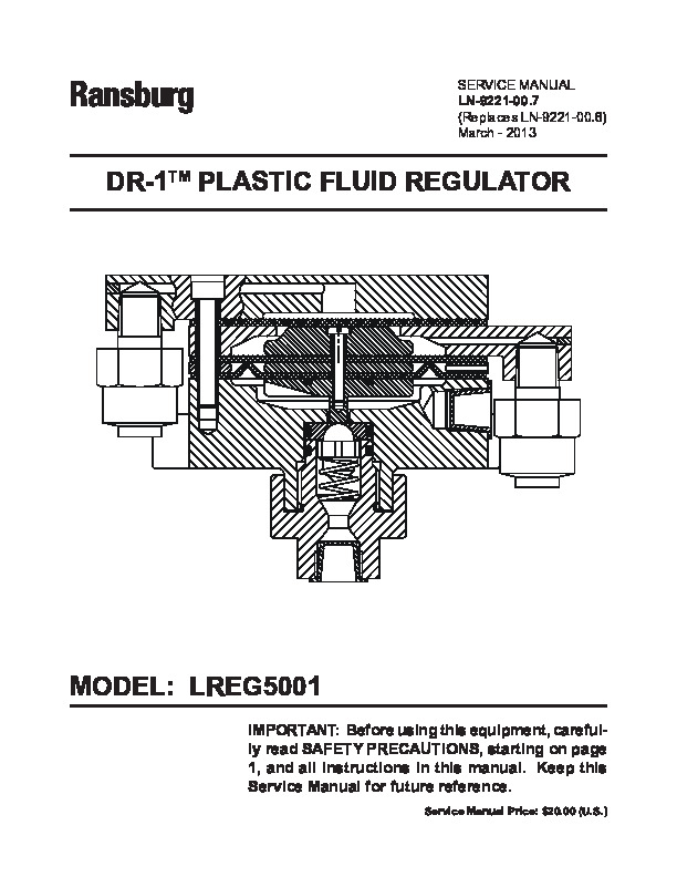 DR-1 Plastic Fluid Regulator LREG5001 (Serv. Man. LN-9221-00)